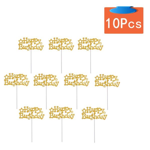 

other festive & party supplies 10 pcs cake er dessert decorations (golden)