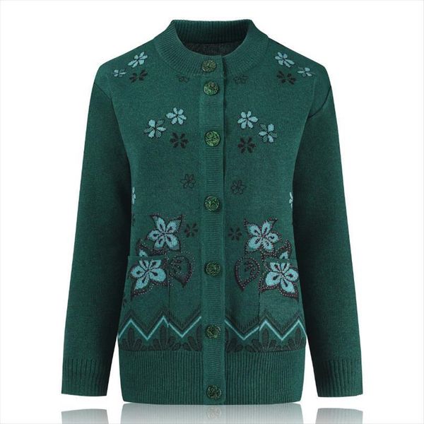 

xl large size knitted cardigan women sweater middle aged and elderly womens sweaters autumn winter casual coat grandma k1042, White;black