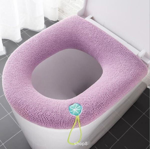 Зимнее теплые туалетные сиденья крышка коврик для ванной комнаты подушка с ручкой толще мягкой моющейся крестистого цвета