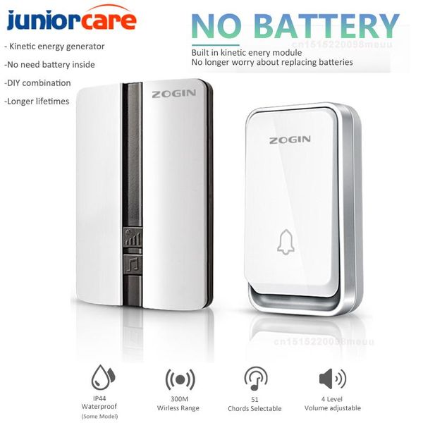 

doorbells wireless doorbell waterproof self-powered button smart door bell sets home outdoor house chimes receiver 150m office