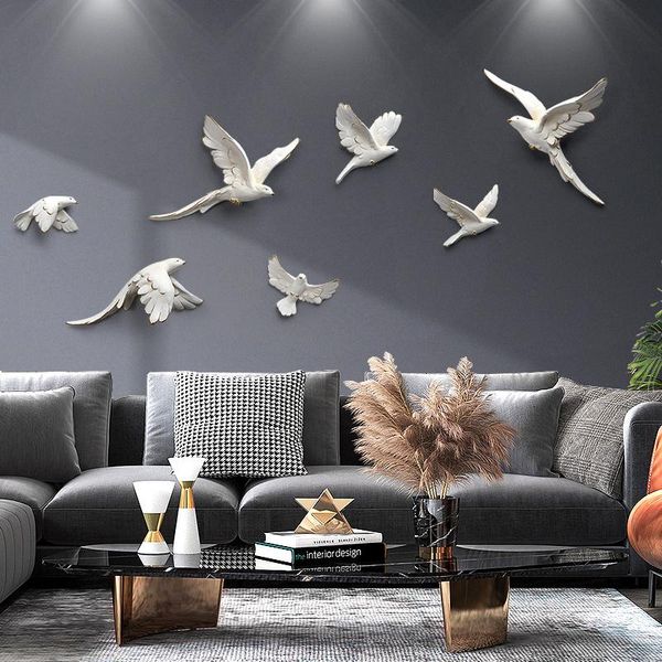 

wall stickers nordic luxury frp feather hanging birds home livingroom sofa background sticker crafts office mural decoration wf