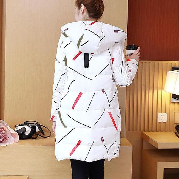 

women's wool & blends 2021 women down cotton clothing cute winter print loose coat, Black
