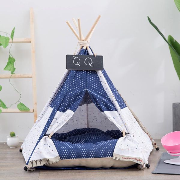 

kennels & pens washable pet tent dog house winter puppy bed cat nest kennel portable teepee (with cushion ,without ) supplies