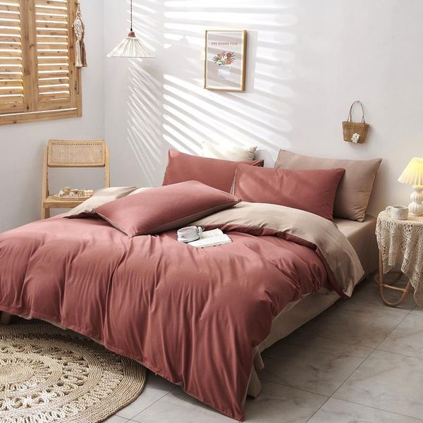 

bedding sets kotudenavy self-designed pure color bedding, four-piece duvet cover, net red bed single hat, three-piece home textile