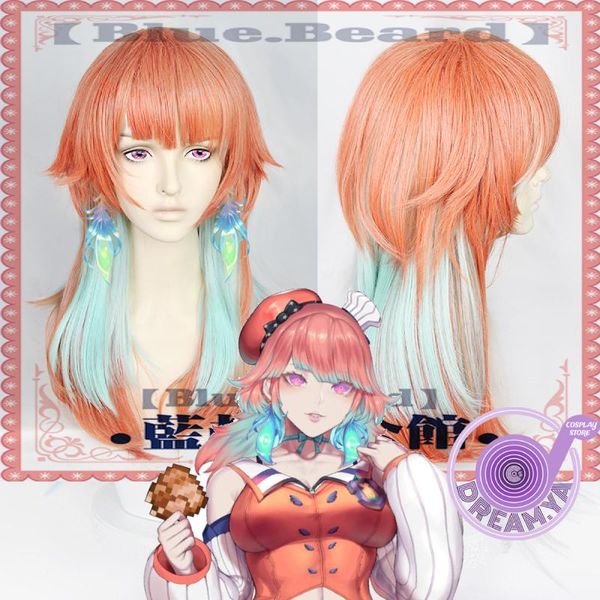 

other event & party supplies takanashi kiara hololive anime cosplay wig orange mint green mixed long straight synthetic hair halloween role