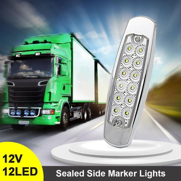 

emergency lights 2pcs 12led sealed side marker waterproof clearance lamp 12v red amber white trailer truck turn signal light accessories