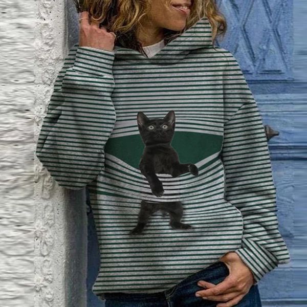 

knits christmas pattern print swearshirt women elegant fashion strip hoodied autumn winter casual long sleeve streetwear pullovers d8 cwgk, White