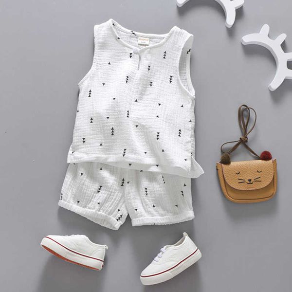 

cotton linen boys girls suit summer sleeveless vest shorts 2pcs children set 2021 clothing kids sets bebe toddler 0-5t, White