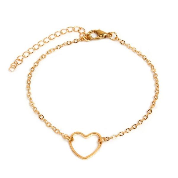 

link, chain heart women bracelet jewellery simple bracelets fashion bangles jewelry wedding hand made gold color classic alloy, Black