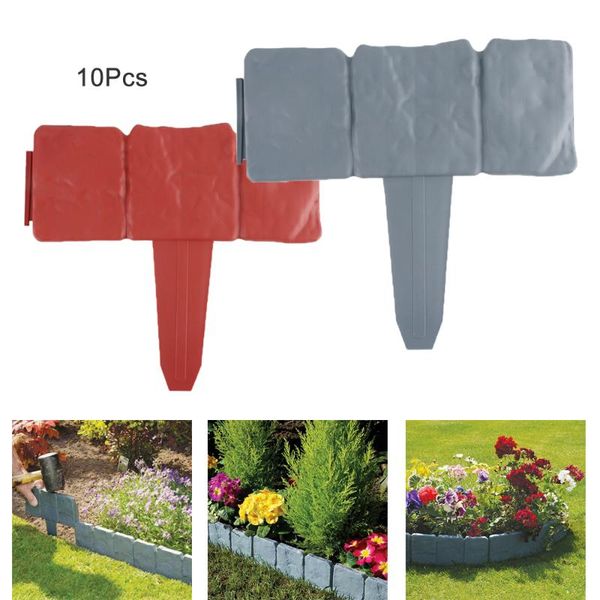 

fencing, trellis & gates 10pcs garden fence edging imitation stone plastic palisade lawn panels diy home yard gardening decorations