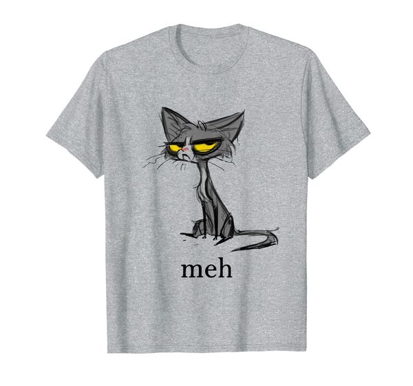 

cat meh t-shirt, White;black