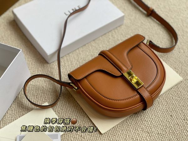 

factory direct sale 75% off besace saddle small smooth metal buckle flip half round bag single shoulder messenger bag leisure lady