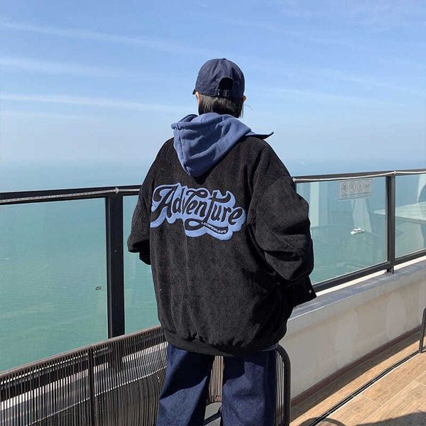 

women's jackets corduroy baseball jacket, suitable for both men and women, corduroy combining everything, korean fashion harajuku, loos, Black;brown