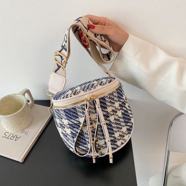 

daily bag special-interest design bag womens summer versatile 2021 new trendy woolen slanted chest bag summer wide shoulder strap shoulder b
