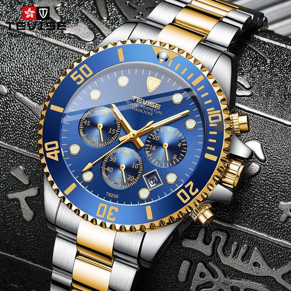 

wristwatches high-end men's watch swiss quartz table explosion models custom trend multi-function sports high-grade water g, Slivery;brown