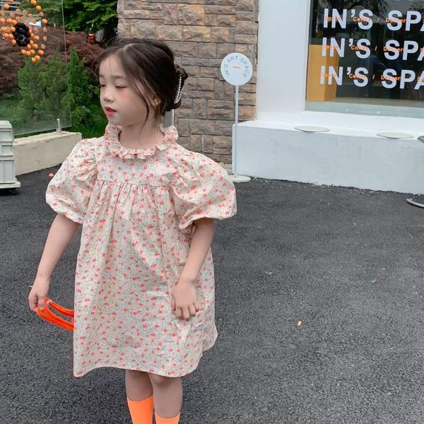 

summer arrival girls fashion floral dress kids cotton dresses children clothes girl's, Red;yellow