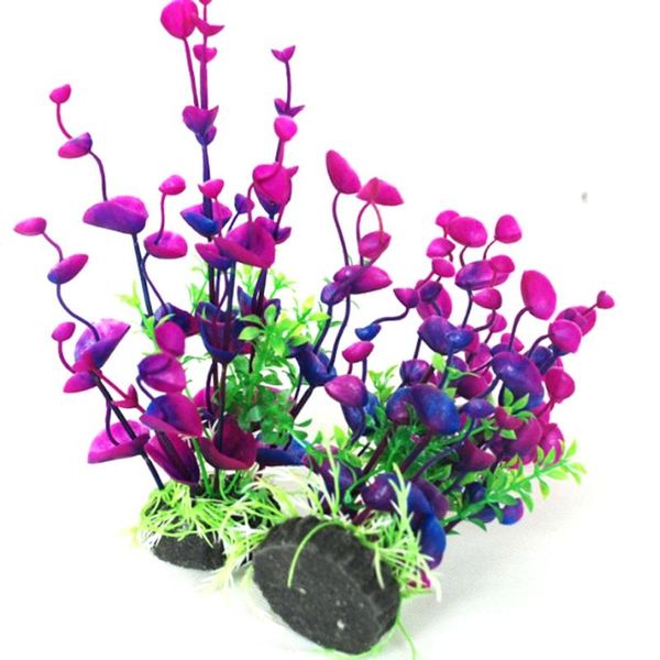 

5pcs/lot 20cm aquarium fish tank pond decorative landscaping artificial plastic simulation violet/green water grass wholesale decorations