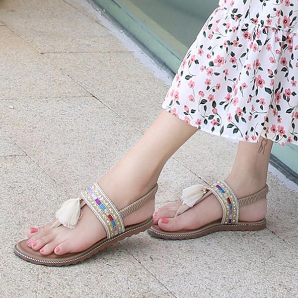 

women ladies casual flat buckle bohemian style beach shoes sandals, Black