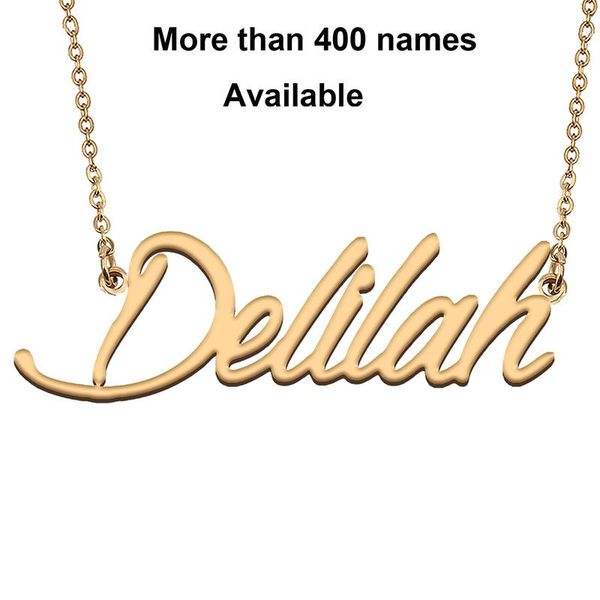 

chains cursive initial letters name necklace for delilah birthday party christmas year graduation wedding valentine day gift, Silver