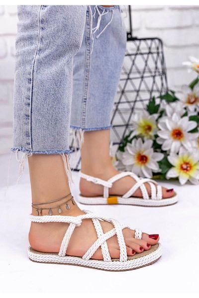 

sandals nyla white with rope, Black