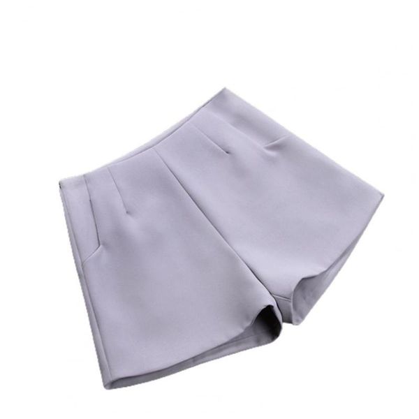 

women's shorts casual women straight high waist pockets solid color suit a line short pants for office formal wear, White;black