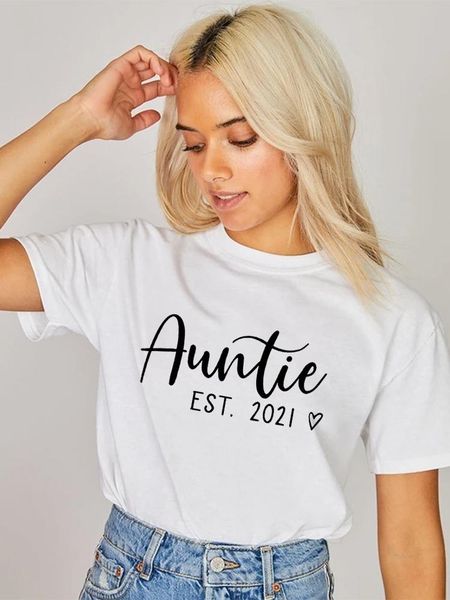 

women's t-shirt 2021 women graphic t shirts auntie est short sleeve harajuku aunt female funny vintage camisetas mujer fashion tees, White
