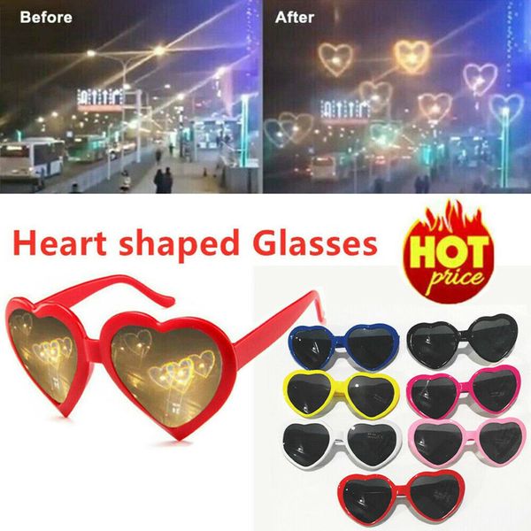 

60pcs/dhl heart shaped special effects glasses sunglasses novelty love glasses light heart look beautiful night lights valentine's day, Blue