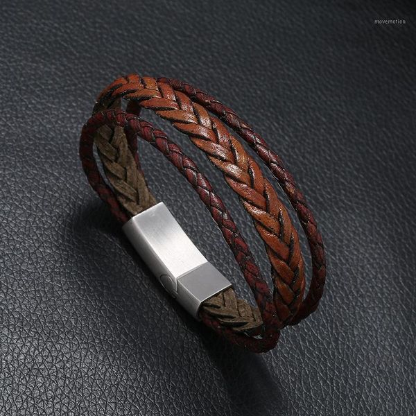 

new design multi-layers handmade braided genuine leather bracelet & bangle for men stainless steel fashion bangles gifts1, Golden;silver