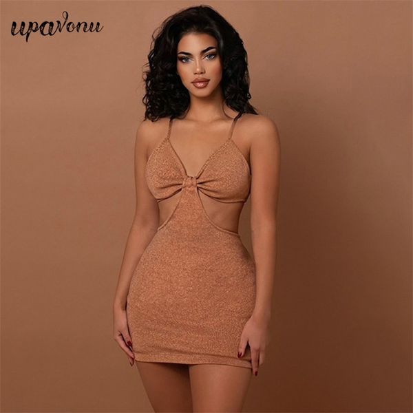 

women's summer sling bandage dress v-neck sleeveless bodycon hollow club party mini halter vestido 210524, Black;gray