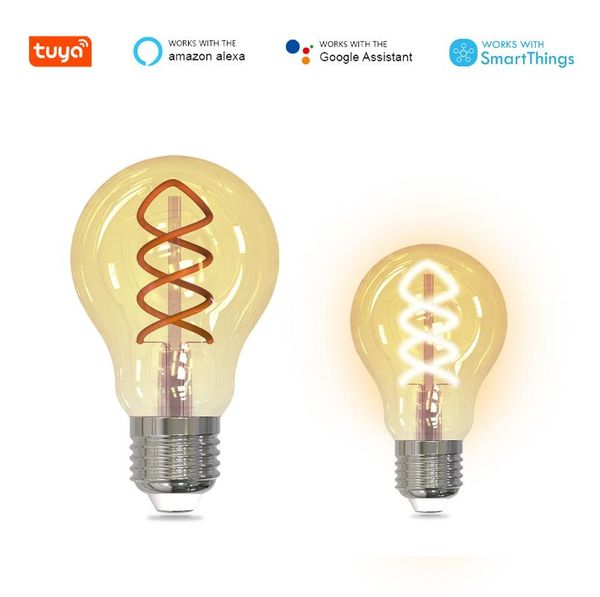 

tuya e27 a60 smart spiral filament bulb tungsten light dimmable 220v alexa google home smartthings led bulbs