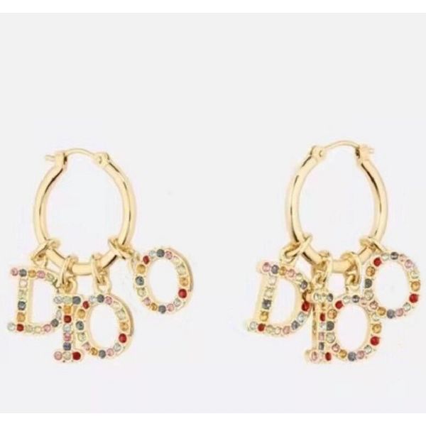 

70% off outlet online new earrings in 2021 letter inlaid color diamond women's fashion earrings, Black