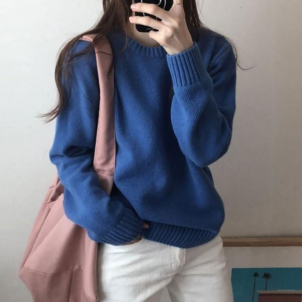 

women's sweaters women winter autumn 2021 pullovers solid o-neck warm knitted casual comfortable fashion clothes, White;black
