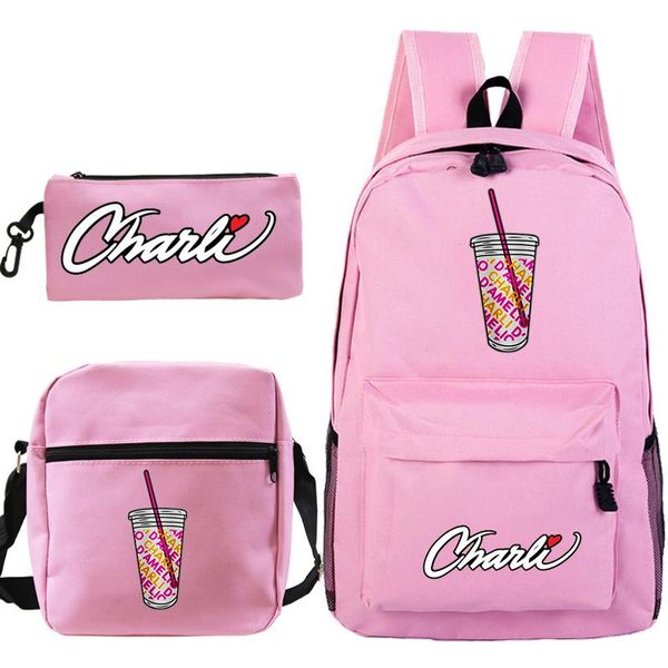 

backpack schoolbag cute student school charli d'amelio printed bagpack primary book bags teenage girls kids backpacks