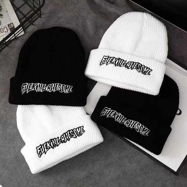 

ball caps knitted hat embroidery skullies beanies fashion winter warm hats tide street hip-hop wool men and women all appropriate cap, Blue;gray