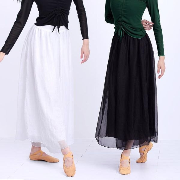 

women dance wide leg pants ballet practice adults yoga jogging classical trousers loose long chiffon harem stage wear, Black;red