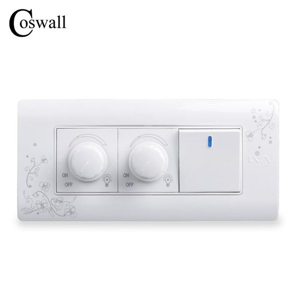 

smart home control coswall luxury wall switch double dimmer regulator 300w maximum 1 gang 2 way light 149mm*70mm ac 110~250v