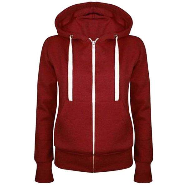 

women's hoodies & sweatshirts women plush zip up sweatshirt hooded long sleeve autumn winter coat nin668, Black