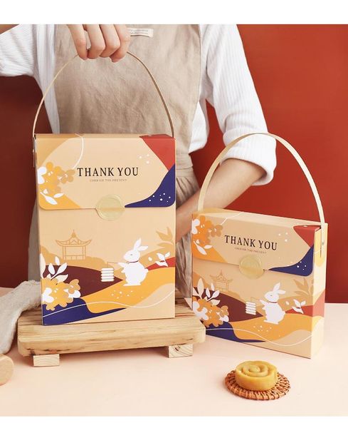 

gift wrap 5pcs 4/6 grid packing box with partition portable pastry holiday snack paper deer flat drawer handbag