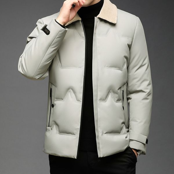 

down jacket 2021 winter wool collar men's black casual warm white duck