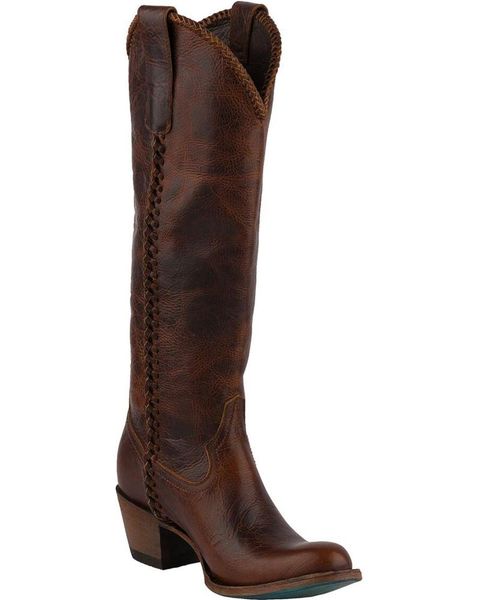 

boots women's plain jane dark cognac cowgirl - round toe, Black