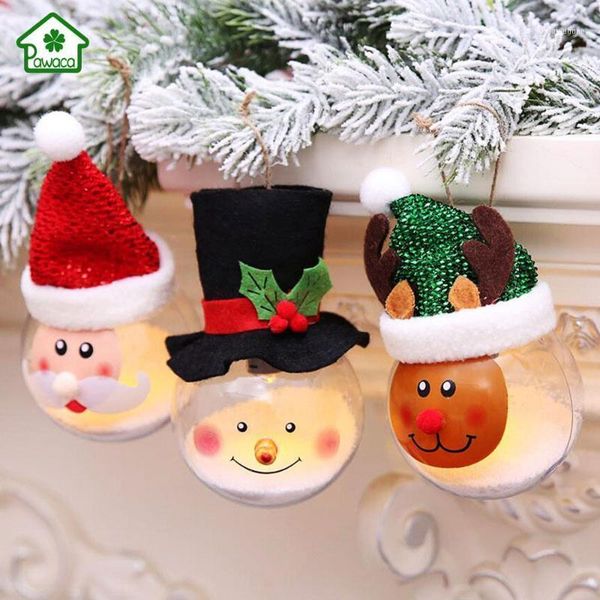 

christmas decorations 3pcs/pack glowing ball home ornament xmas tree hanging transparent balls for party pendant supplies1