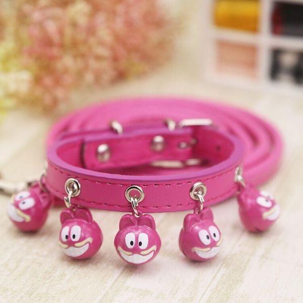 

arrival pet dog pu collar and leashes set with five bells cute cartoon puppy cat necklace lead collars &