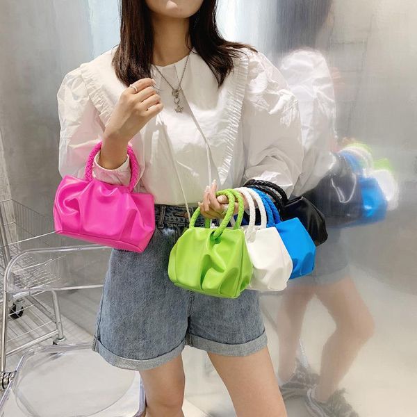 

korean woven flower portable new bag of 2021 chain female fashion version handbag wave fold simple cloud messenger rwnwt