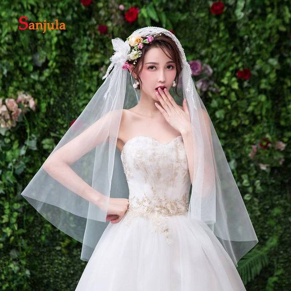 

bridal veils one layer soft tulle cut edge simple wedding short appliques elegant cute accessories v90, Black