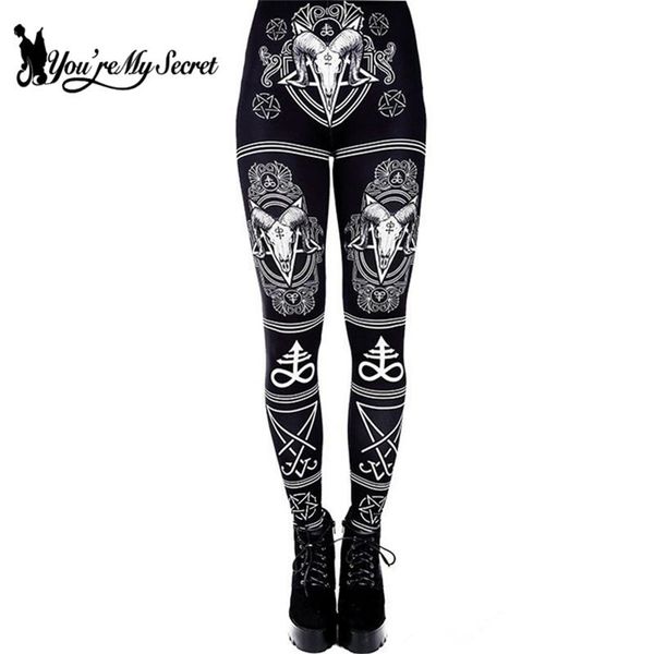 

[you're my secret] animal printed leggings gothic horse women fashion ankle pants fitness workout leggin 4 colors 210925, Black