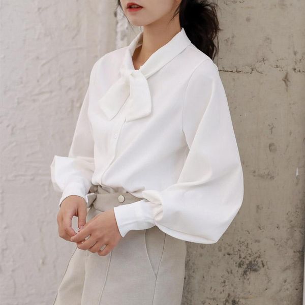 

women's blouses & shirts coigarsam full shirt womens solid bow lantern sleeve women black milky white khaki blue 5238