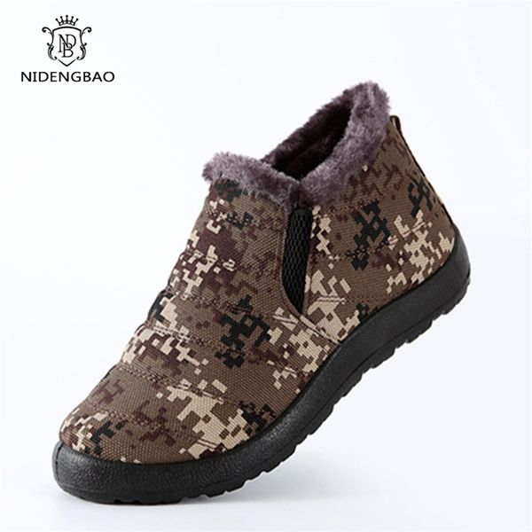 

men winter waterproof boots warm men winter warm fur snow shoes large size casual men's army boots male work sneaker shoes 210619, Black