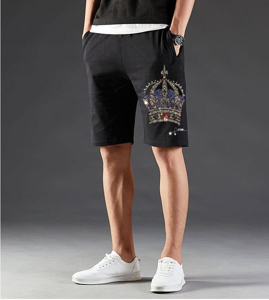 

cotton short rhinestones pants hip hop men drill style, White;black