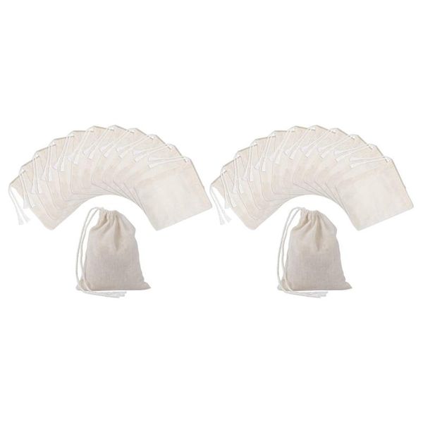 

gift wrap 200 pieces drawstring cotton bags muslin bags,tea brew (4 x 3 inches)