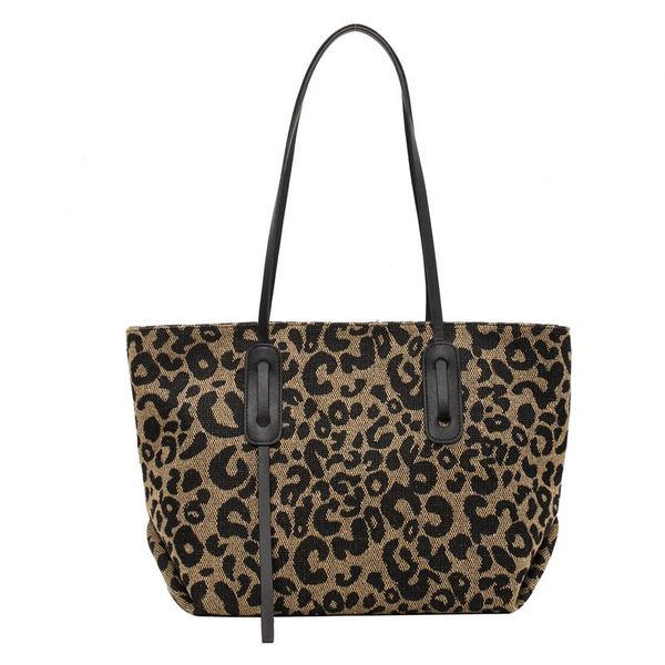 

evening bags 2021 fashion leopard totes large capacity canvas shoulder for women elegant casual winter female packages